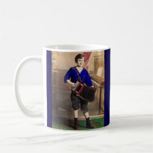 1920年代の若い女性アコーディオンRPPC コーヒーマグカップ