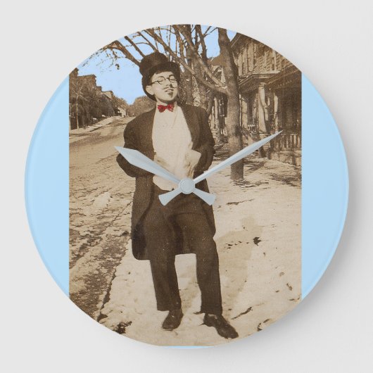 1920年代の言語写真の上品な若者 ラージ壁時計 (正面)