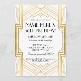 1920年代の誕生日ゴールドアートデコ招待状ギャツビーパーティー 招待状
