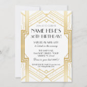 1920年代の誕生日金ゴールドアールデコ招待状ギャツビーパーティー 招待状 (正面)