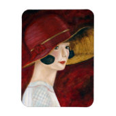 1920年代の赤い帽子の輝く20代のフラッパー女の子 マグネット (縦)