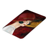 1920年代の赤い帽子の輝く20代のフラッパー女の子 マグネット (左側)