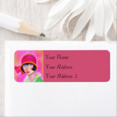 1920年代の青白いフラッパーの女の子Red Hat Roaring 20 ラベル (インサイチュ)