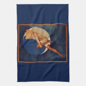 1920年代の靴屋で月に美しい女性 キッチンタオル (縦)