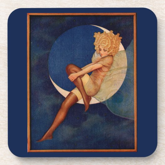 1920年代の靴屋で月に美しい女性 コースター (正面)