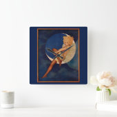 1920年代の靴屋で月に美しい女性 スクエア壁時計 (ホーム)