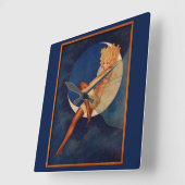 1920年代の靴屋で月に美しい女性 スクエア壁時計 (傾斜)