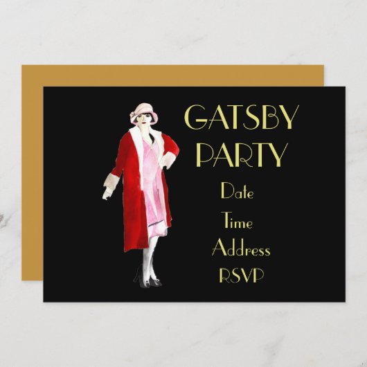 1920年代の騒々しい20代のパーティの招待状 招待状 (正面/裏面)