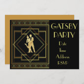 1920年代の騒々しい20代のフラッパーパーティー 招待状 (正面/裏面)