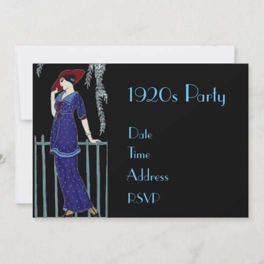 1920年代の騒々しい20代ギャツビーの衣装パーティー 招待状 (正面)