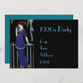 1920年代の騒々しい20代ギャツビーの衣装パーティー 招待状 (正面/裏面)