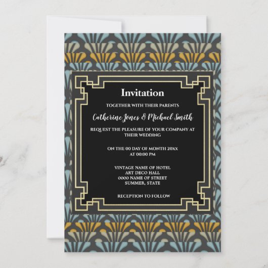 1920年代の騒々しい20代ギャツビー写真アールデコ 招待状 (裏面)