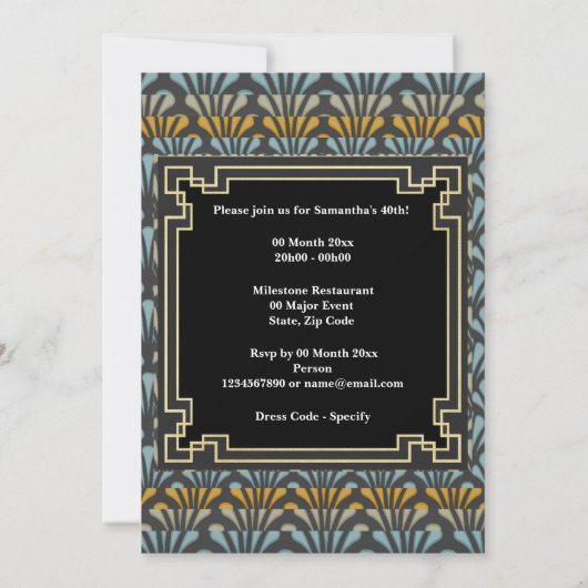 1920年代の騒々しい20代ギャツビー写真アールデコ 招待状 (裏面)