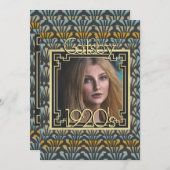 1920年代の騒々しい20代ギャツビー写真アールデコ 招待状 (正面/裏面)