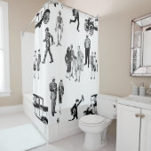 1920年代の骨格型トイルフラッパーアンティーク不吉 シャワーカーテン (インサイチュ)