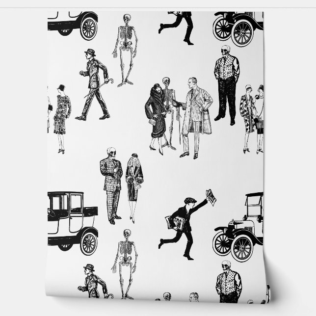 1920年代の骨格型トイルフラッパーアンティーク不吉 壁紙 (ほどく)