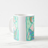 1920年代の魚座の女性とシンボル紫の緑 コーヒーマグカップ (正面左)