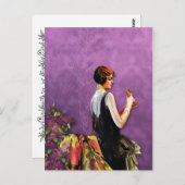 1920年代のPLUMと金ゴールドのファッション ポストカード (正面/裏面)