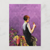 1920年代のPLUMと金ゴールドのファッション ポストカード (正面)