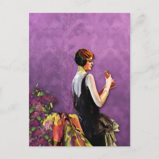 1920年代のPLUMと金ゴールドのファッション ポストカード (正面)