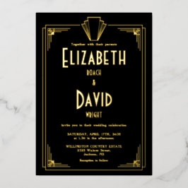 1920年代アールデコウェディング ブラック&ゴールド 箔招待状