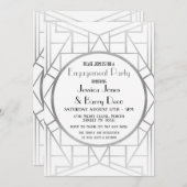 1920年代アールデコギャツビー銀婚約招待状 招待状 (正面/裏面)