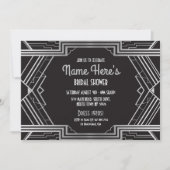 1920年代アールデコブライダルシャワーパーティーギャツビーシルバー 招待状 (正面)