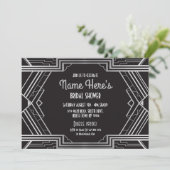 1920年代アールデコブライダルシャワーパーティーギャツビーシルバー 招待状 (スタンド正面)