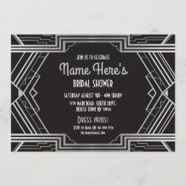 1920年代アールデコブライダルシャワーパーティーギャツビーシルバー 招待状