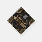 1920年代アールデコブラック&金ゴールド40歳の誕生日パーティー スタンダードカクテルナプキン (角)