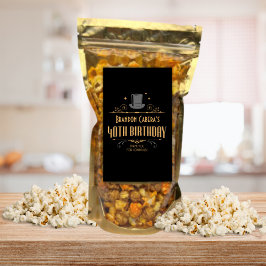 1920年代アールデコブラック&金ゴールド40歳の誕生日パーティー 長方形シール