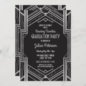 1920年代アールデコ卒業シルバーギャツビーパーティー 招待状 (正面/裏面)