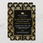 1920年代アールデコ卒業招待状ギャツビーパーティー金ゴールド 招待状 (正面/裏面)