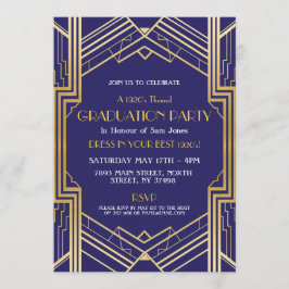 1920年代アールデコ卒業招待状ギャツビーパーティー金ゴールド 招待状