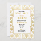 1920年代アールデコ誕生日ギャツビーパーティー金ゴールド20代 招待状 (正面)