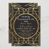 1920年代アールデコ·ギャツビー20素晴らし年代婚約招待状 招待状 (正面/裏面)