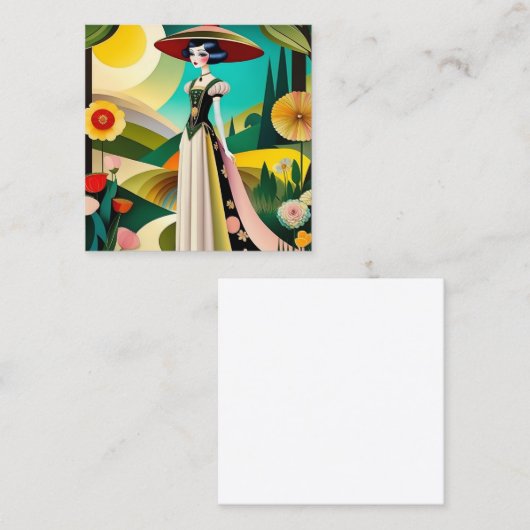 1920年代オートーオートクチュールヴィンテージファッション スクエア名刺 (正面/裏面)