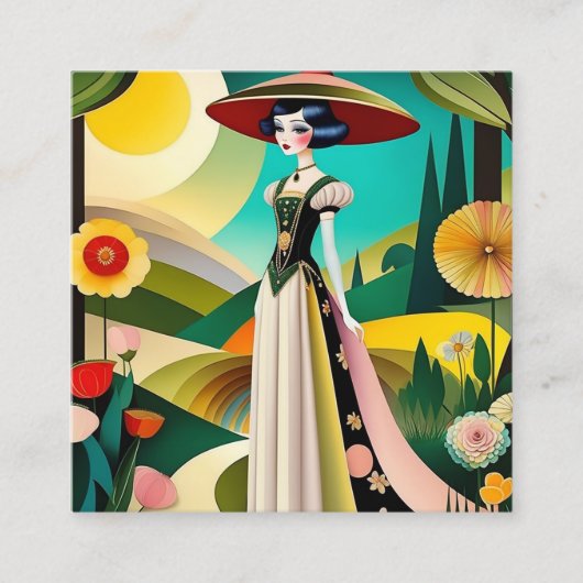 1920年代オートーオートクチュールヴィンテージファッション スクエア名刺 (正面)