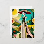 1920年代オートーオートクチュールヴィンテージファッション 箔シーズンポストカード (正面/裏面)