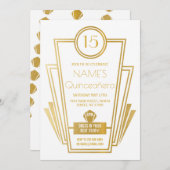 1920年代キンセアニェラアールデコギャツビー金ゴールド招待状15位 招待状 (正面/裏面)