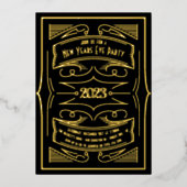 1920年代ギャツビータイポグラフィニューイヤーイブ実在パーティー 箔招待状 (正面)