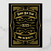 1920年代ギャツビータイポグラフィ新年実在 箔シーズンポストカード (正面)