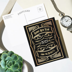 1920年代ギャツビータイポグラフィ新年 シーズンポストカード
