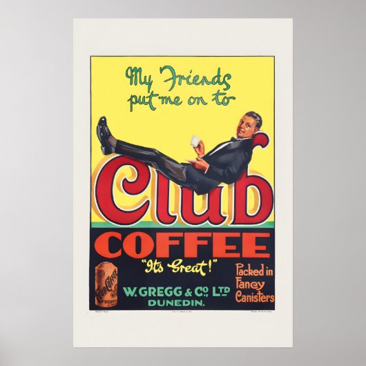 1920年代クラブコーヒー ビンテージスタイルポスター クラシック ポスター (正面)
