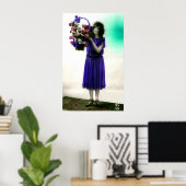 1920年代グラマー・ギャルと花かご ポスター (ホームオフィス)