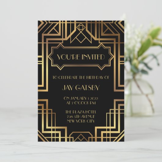 1920年代グレートギャツビー風アートデコ招待状 招待状 (スタンド正面)