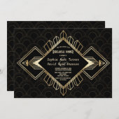 1920年代ゴールドグレートギャツビー リハーサルディナー 招待状 (正面/裏面)
