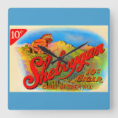 1920年代シボイガン葉巻ラベル スクエア壁時計 (正面)