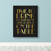 1920年代シャンパンキャンバスを飲む金ゴールド キャンバスプリント (インサイチュ (ウッドフロア))