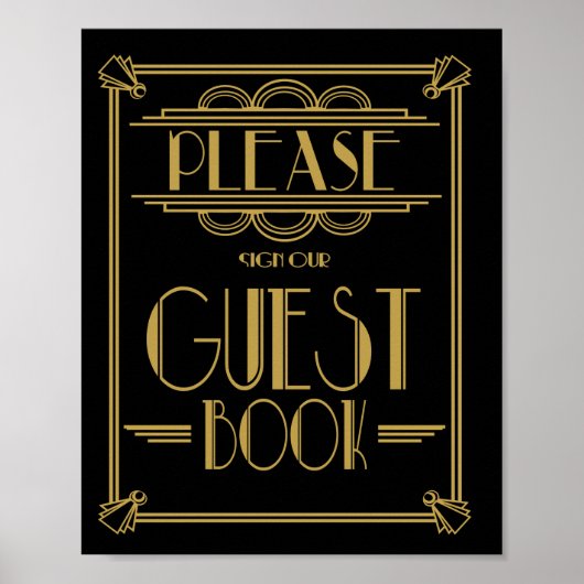 1920年代ジャズエイジのアートデコガツビーゲストブックプリント ポスター (正面)